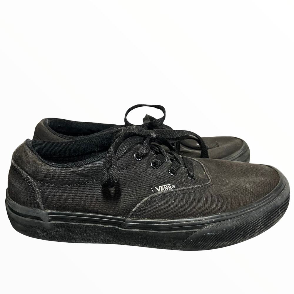 Vans Old Skool Sneakers Lace Up Low Top Canvas Rubber Soles Black Youth 4